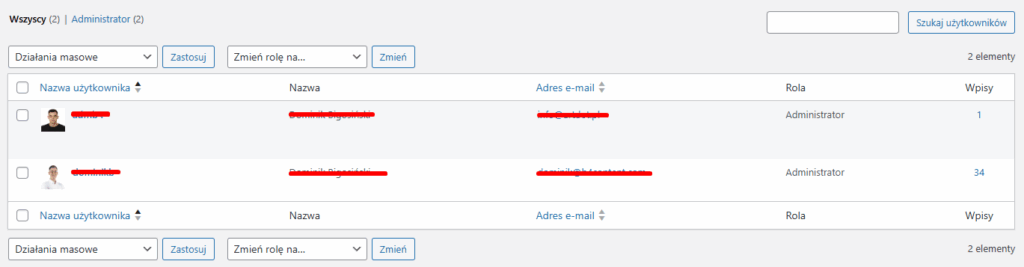 Analiza liczby administratorów w WordPress.