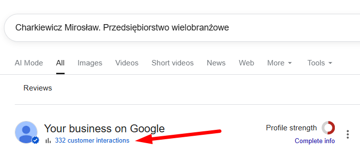 Jak pozycjonować wizytówkę Google? 12 Analiza liczby interakcji.
