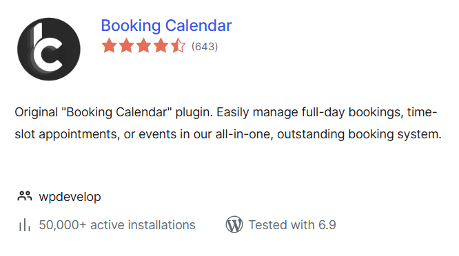 Booking Calendar – popularny kalendarz rezerwacji online.