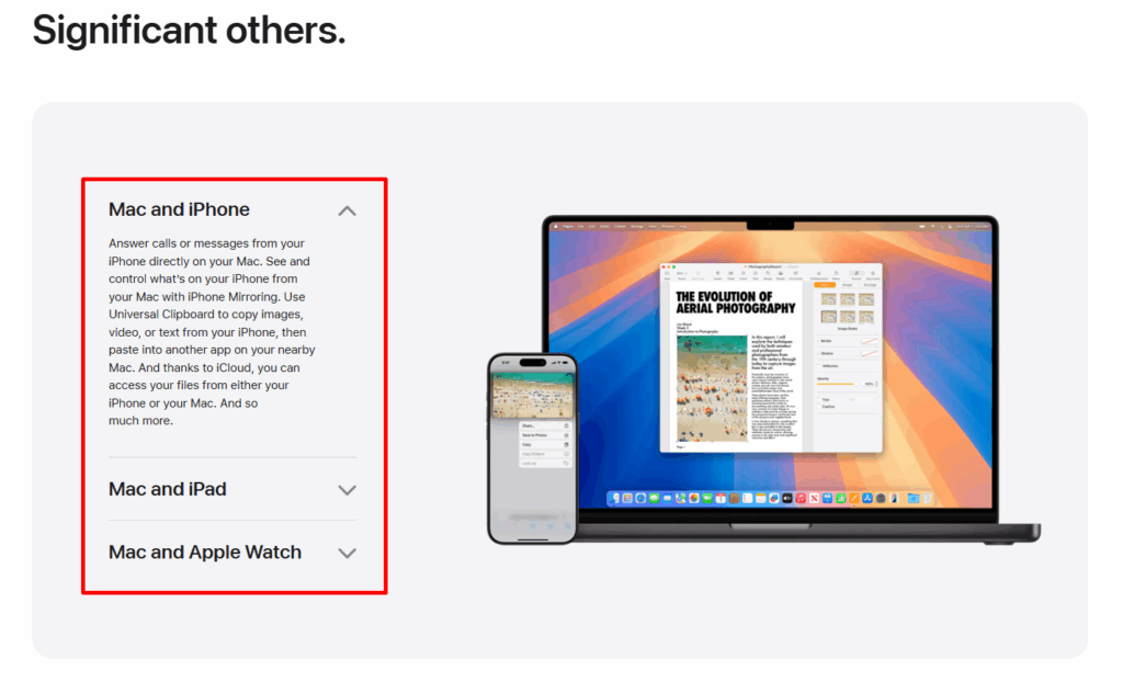 Interaktywne przedstawienie produktów na stronie Apple.