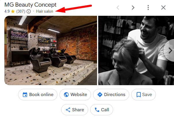 Jak pozycjonować wizytówkę Google? 4 Kategoria główna wizytówki Google w branży fryzjerskiej wpływająca na jej pozycjonowanie.