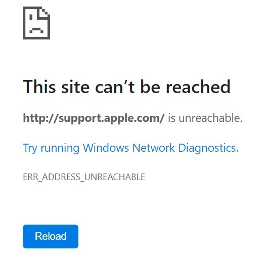 Komunikat "Ta witryna jest nieosiągalna"