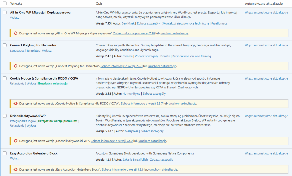 Konflikty wtyczek WordPress.