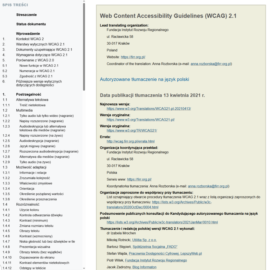 Pełne wytyczne WCAG 2.1.