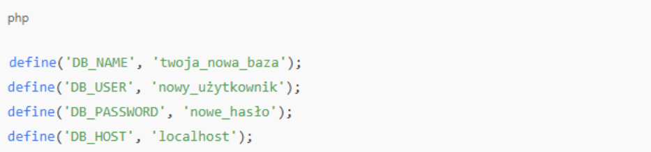 Podmiana danych dostępowych WP.