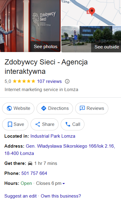 Jak pozycjonować wizytówkę Google? 3 Poprawnie skonfigurowana wizytówka Google Moja Firma.