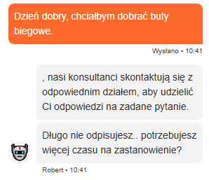 Przykładowy chatbot, który wymaga konwersacji bez udzielenia sensownej odpowiedzi.