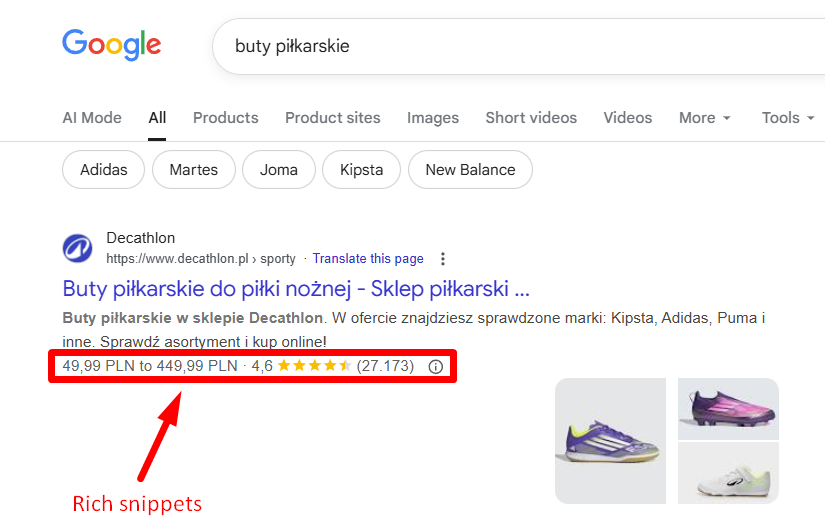 Rich snippets w Google.