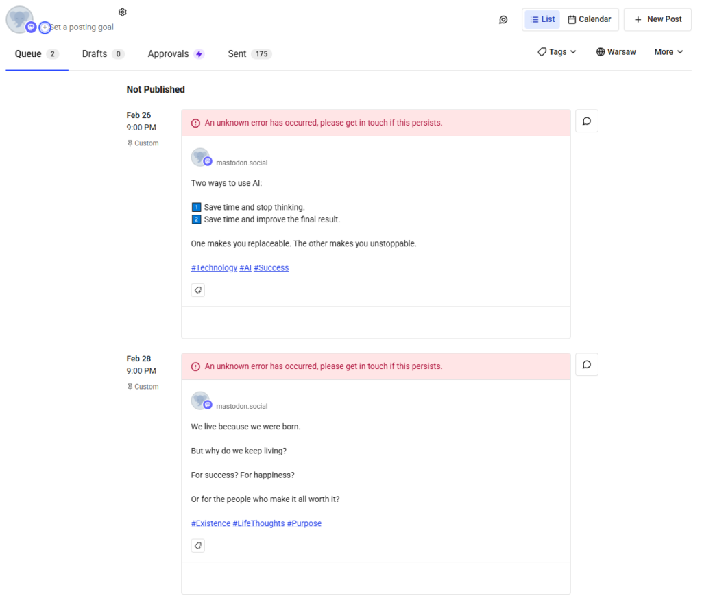 Tworzenie harmonogramu automatycznego dodawania postów w narzędziu Buffer.