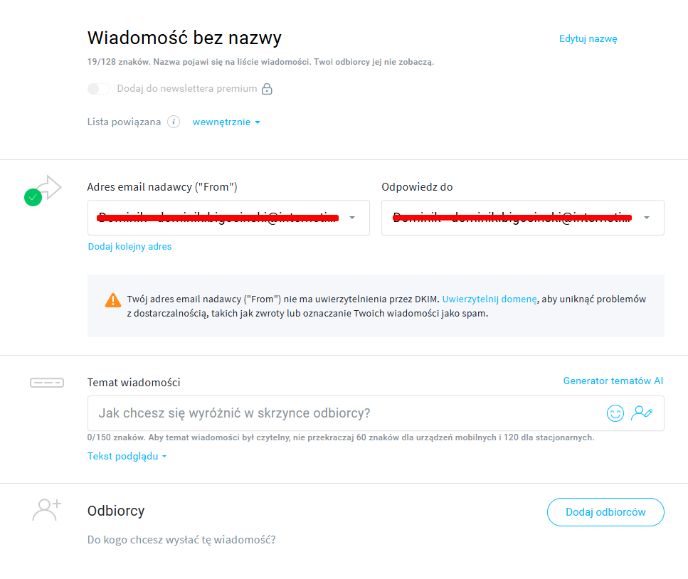 Tworzenie newslettera w GetResponse.