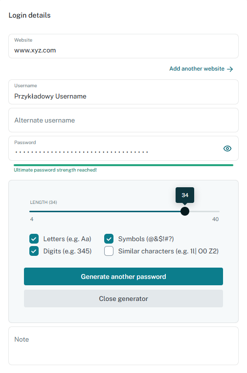 ustalanie hasła przy pomocy dashlane