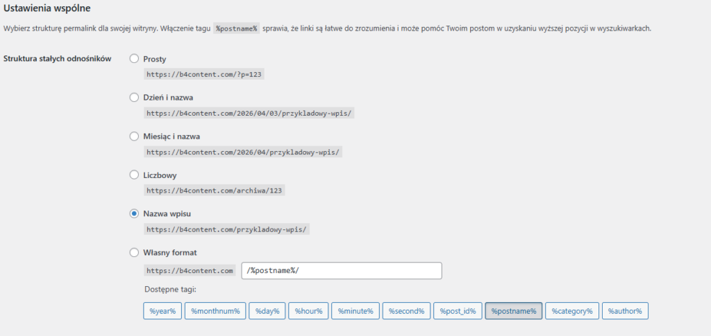 Ustawianie bezpośrednich odnośników na stronie WordPress.