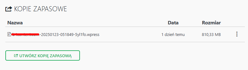 Utworzona kopia zapasowa WordPress.