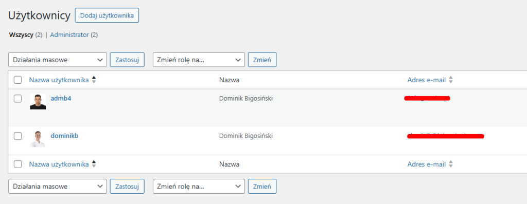 Weryfikacja listy użytkowników w WordPress.