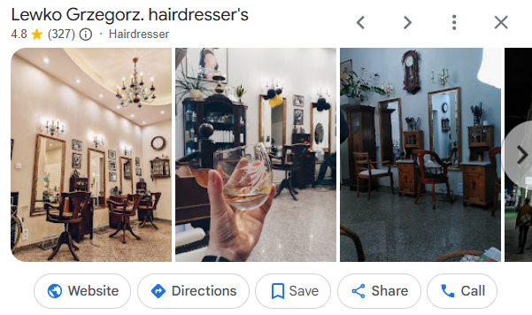 Jak pozycjonować wizytówkę Google? 5 Wizytówka Google z branży fryzjerskiej, ale z inną kategorią – takie działania zależą wyłącznie od strategii SEO.