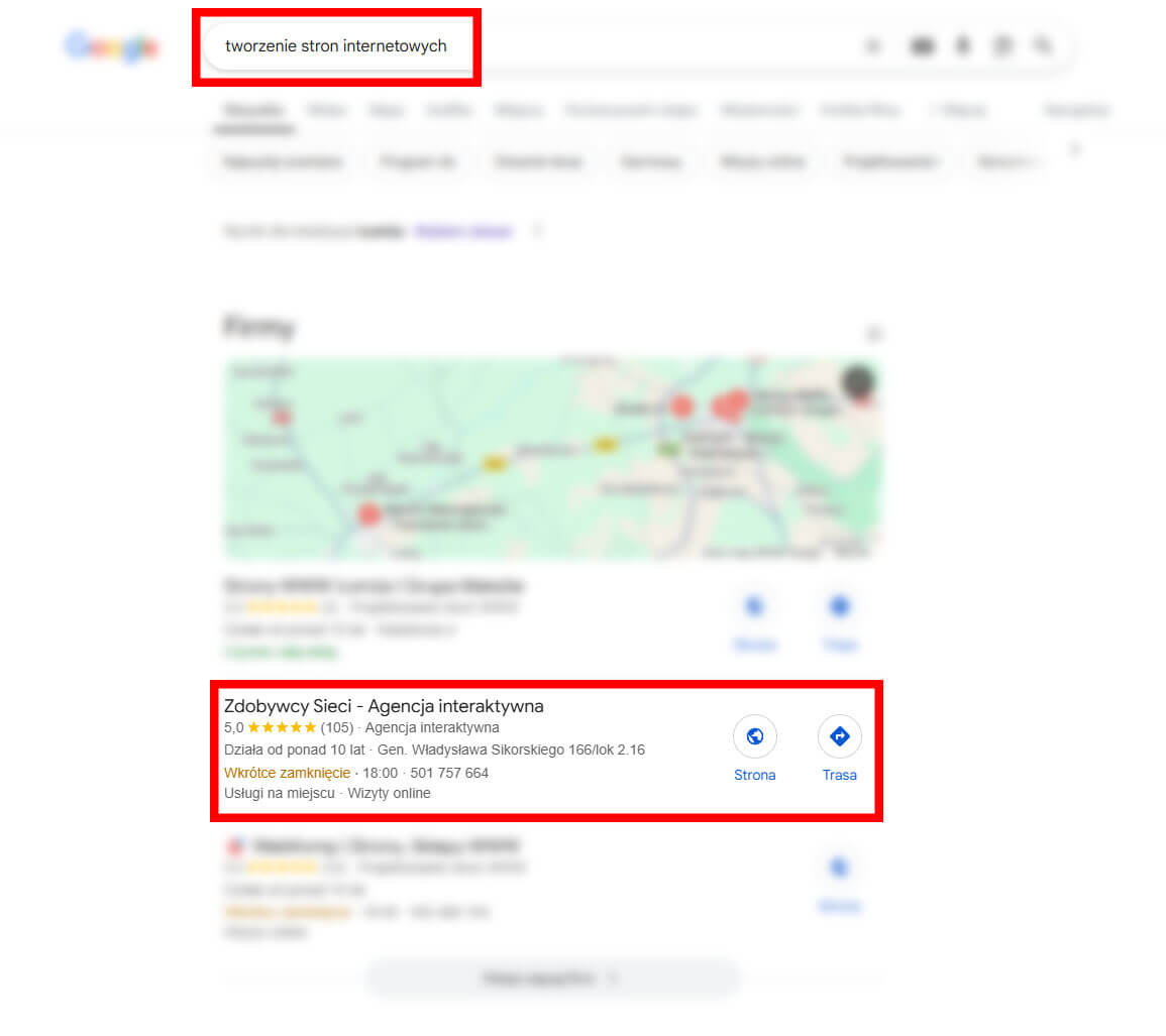 wizytówka Google