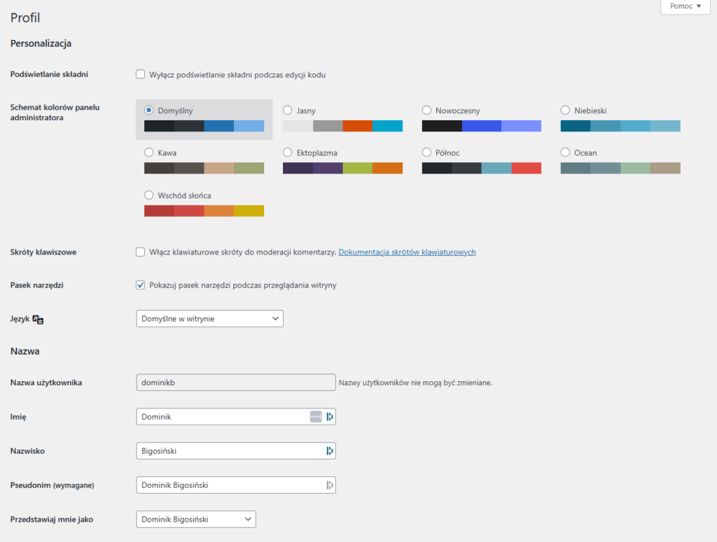WordPress – zmiana danych na serwerze.
