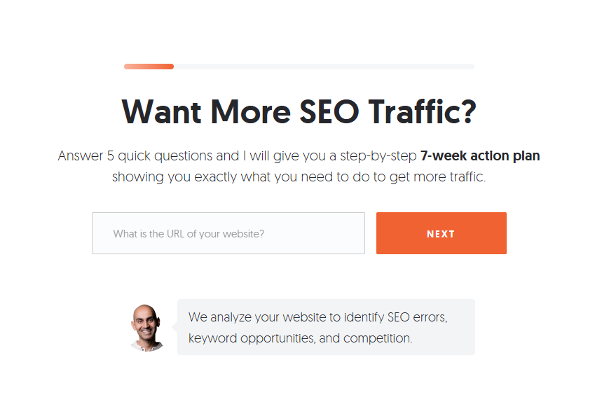 Wyskakujące okienko na stronie twórcy narzędzia Ubersuggest.