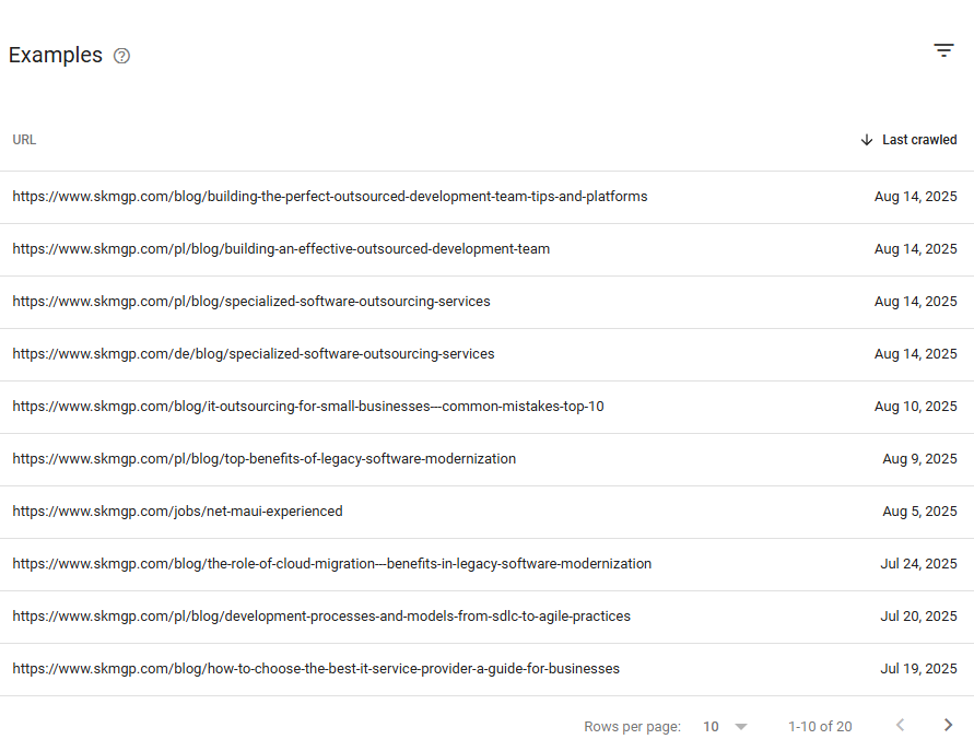 Zgłaszanie witryn do ponownego sprawdzenia w GSC (sekcja Indexing → Pages → Page indexing).